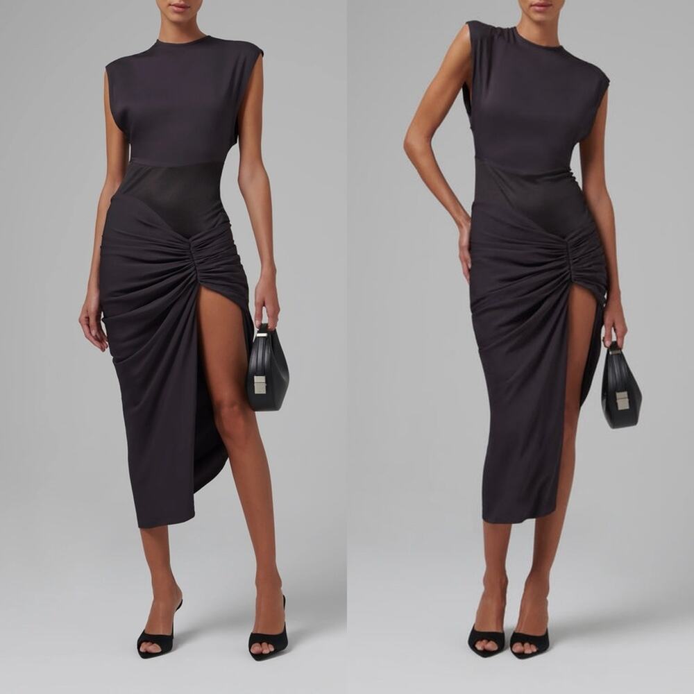 Christopher Esber Fusion Ruched Midi Dress US Size 8